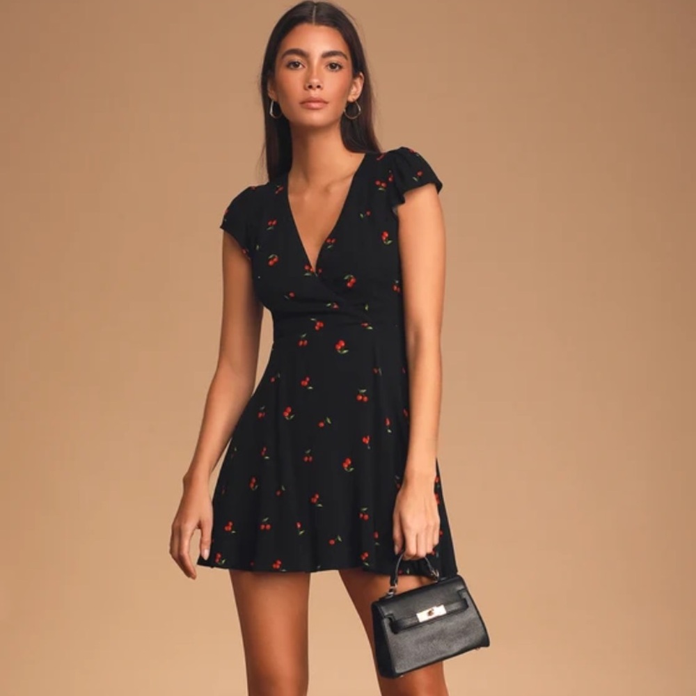 Best Day Ever Black Cherry Print Skater Dress